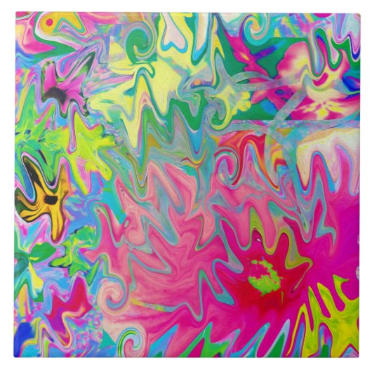 Abstract kleuring van de bloemtuin tegeltje (Voorkant)