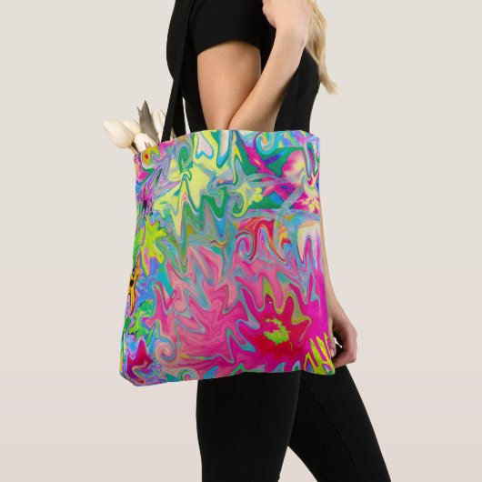 Abstract kleuring van de bloemtuin tote bag (Dichtbij)