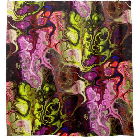 Abstract kleurkleurkleurstofpatroon in roze en gro douchegordijn (Voorkant)