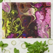 Abstract kleurkleurkleurstofpatroon in roze en gro theedoek (Gevouwen)