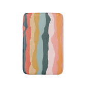 Abstract kleurrijk aards koraal streep patroon badmat (Voorkant Verticaal)