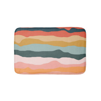 Abstract kleurrijk aards koraal streep patroon badmat