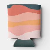 Abstract kleurrijk aards koraal streep patroon blikjeskoeler (Achterkant)