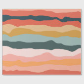 Abstract kleurrijk aards koraal streep patroon cadeaupapier (Vlak)