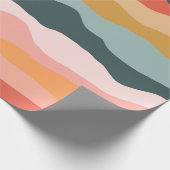 Abstract kleurrijk aards koraal streep patroon cadeaupapier (Hoek)