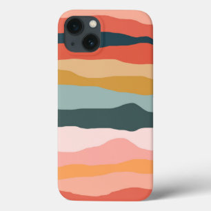 Abstract kleurrijk aards koraal streep patroon Case-Mate iPhone case