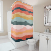 Abstract kleurrijk aards koraal streep patroon douchegordijn (In situ)