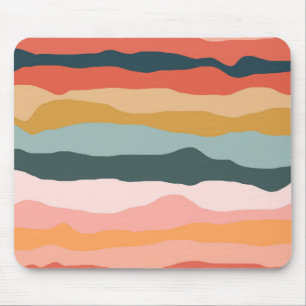 Abstract kleurrijk aards koraal streep patroon muismat