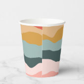 Abstract kleurrijk aards koraal streep patroon papieren bekers (Rechts)