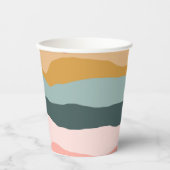 Abstract kleurrijk aards koraal streep patroon papieren bekers (Voorkant)