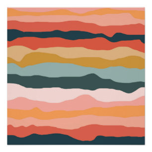 Abstract kleurrijk aards koraal streep patroon perfect poster