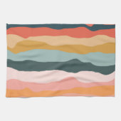 Abstract kleurrijk aards koraal streep patroon theedoek (Horizontaal)