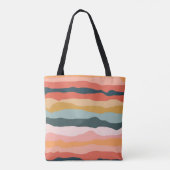 Abstract kleurrijk aards koraal streep patroon tote bag (Achterkant)