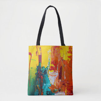 Abstract kleurrijk beeld op boodschappentas tote bag