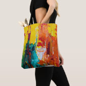 Abstract kleurrijk beeld op boodschappentas tote bag (Dichtbij)