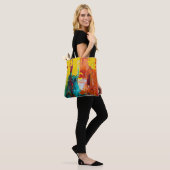 Abstract kleurrijk beeld op boodschappentas tote bag (Op model)