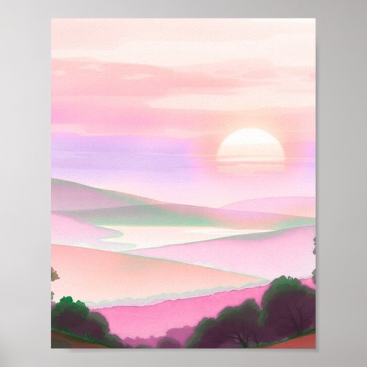 Abstract Kleurrijk Berglandschap Illustratie Poster (Voorkant)
