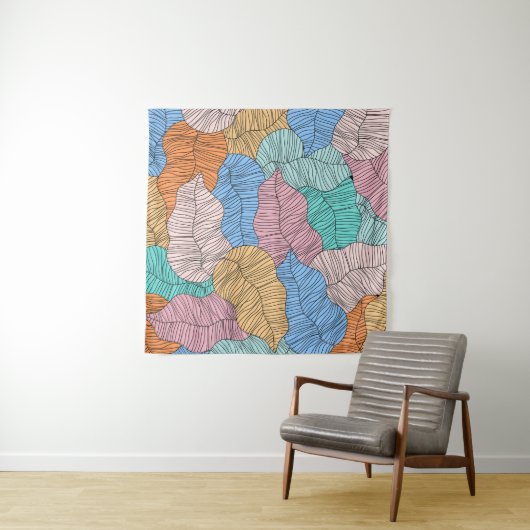 Abstract kleurrijk blad schilderij ontwerp achterg wandkleed (In Situ (horizontaal))