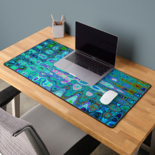 Abstract Kleurrijk Blauw Golf Mosaic Retro Bureaumat