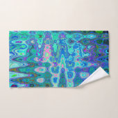 Abstract Kleurrijk Blauw Golvend Mozaïek Retro Bad Handdoek (Handdoek)