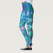 Abstract Kleurrijk Blauw Golvend Mozaïek Retro Leggings (Links)