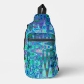 Abstract Kleurrijk Blauw Golvend Mozaïek Retro Sling Bag (Voorkant)