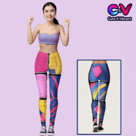 Abstract Kleurrijk Blokkenpatroon Leggings