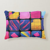 Abstract kleurrijk blokpatroon accent kussen (Voorkant)