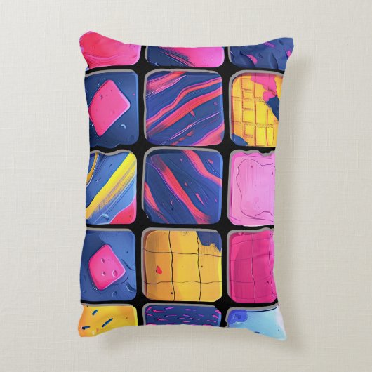 Abstract kleurrijk blokpatroon accent kussen (Achterkant (Verticaal))