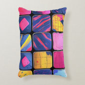 Abstract kleurrijk blokpatroon accent kussen (Voorkant(Verticaal))