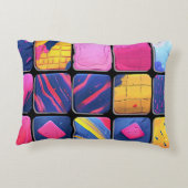 Abstract kleurrijk blokpatroon accent kussen (Achterkant)