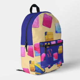 Abstract kleurrijk blokpatroon bedrukte rugzak