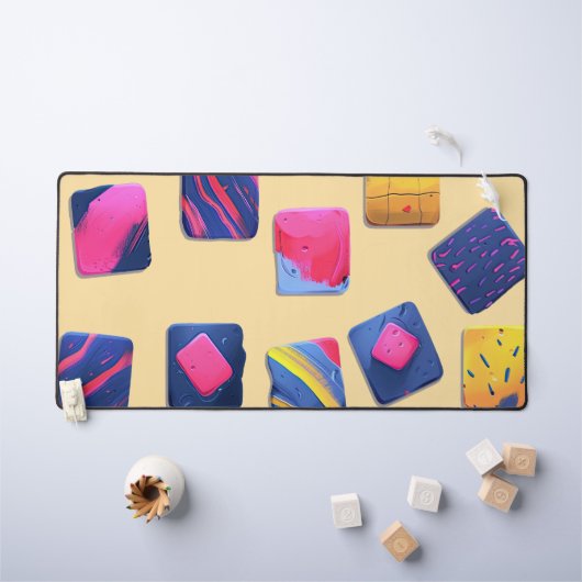 Abstract kleurrijk blokpatroon bureaumat (Kindertafel)