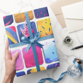 Abstract kleurrijk blokpatroon cadeaupapier