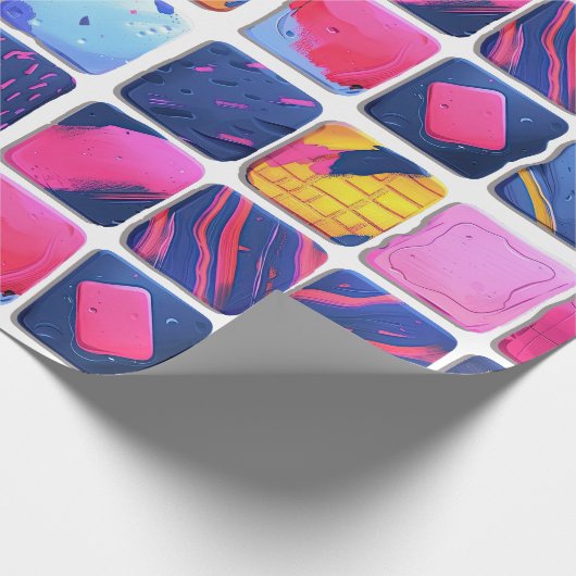 Abstract kleurrijk blokpatroon cadeaupapier (Hoek)