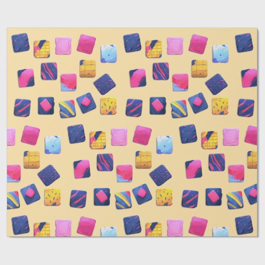 Abstract kleurrijk blokpatroon cadeaupapier (Vlak)