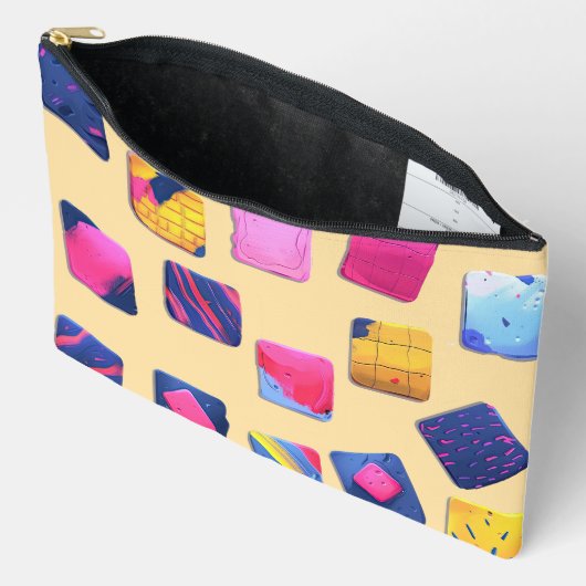 Abstract kleurrijk blokpatroon etui (Open)