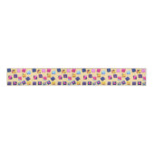 Abstract kleurrijk blokpatroon grosgrain lint (Voorkant)