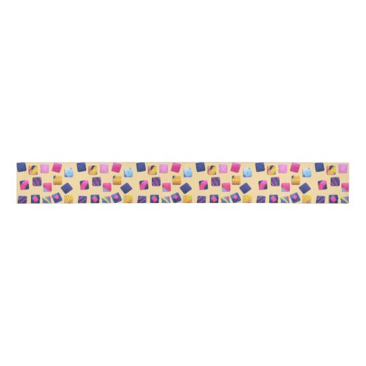 Abstract kleurrijk blokpatroon grosgrain lint (Voorkant)