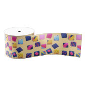 Abstract kleurrijk blokpatroon grosgrain lint (Spoel)