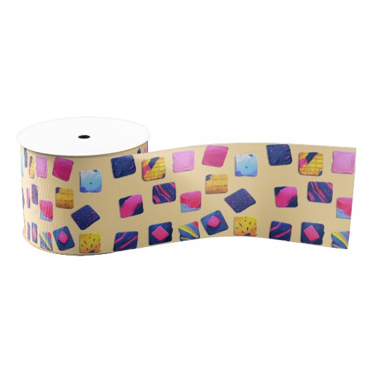 Abstract kleurrijk blokpatroon grosgrain lint (Spoel)
