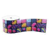 Abstract kleurrijk blokpatroon grosgrain lint (Spoel)