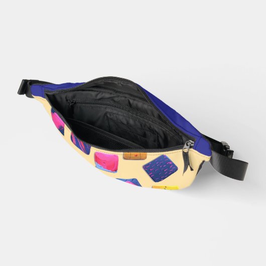 Abstract kleurrijk blokpatroon heuptasje (Open)