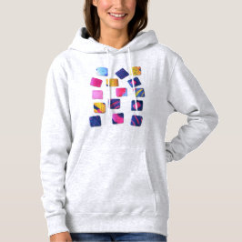 Abstract kleurrijk blokpatroon hoodie