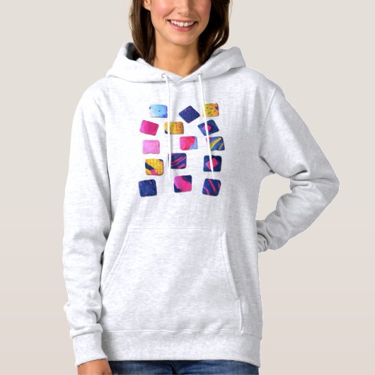 Abstract kleurrijk blokpatroon hoodie (Voorkant)