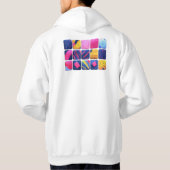 Abstract kleurrijk blokpatroon hoodie (Achterkant)