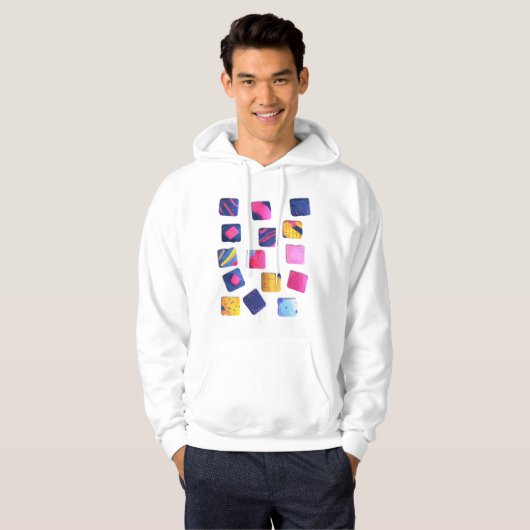Abstract kleurrijk blokpatroon hoodie (Voorkant volledig)