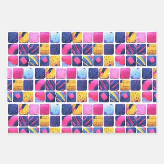 Abstract kleurrijk blokpatroon inpakpapier vel (Voorkant 3)