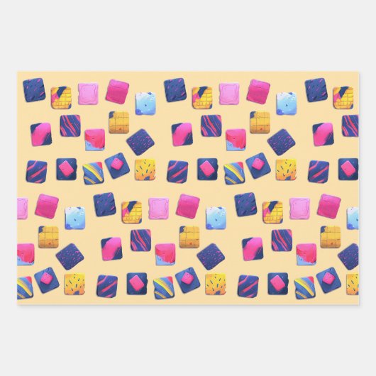 Abstract kleurrijk blokpatroon inpakpapier vel (Voorkant)