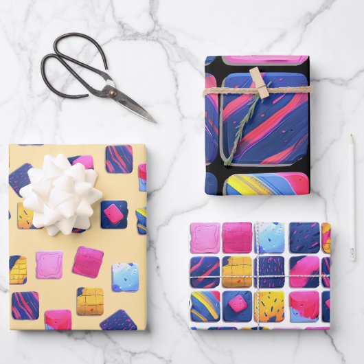 Abstract kleurrijk blokpatroon inpakpapier vel (Voorkant)